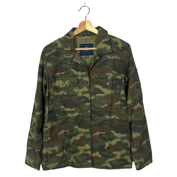 American Eagle AEO Green Camo Nah Embroidered Utility Jacket S - Picture 2 of 4